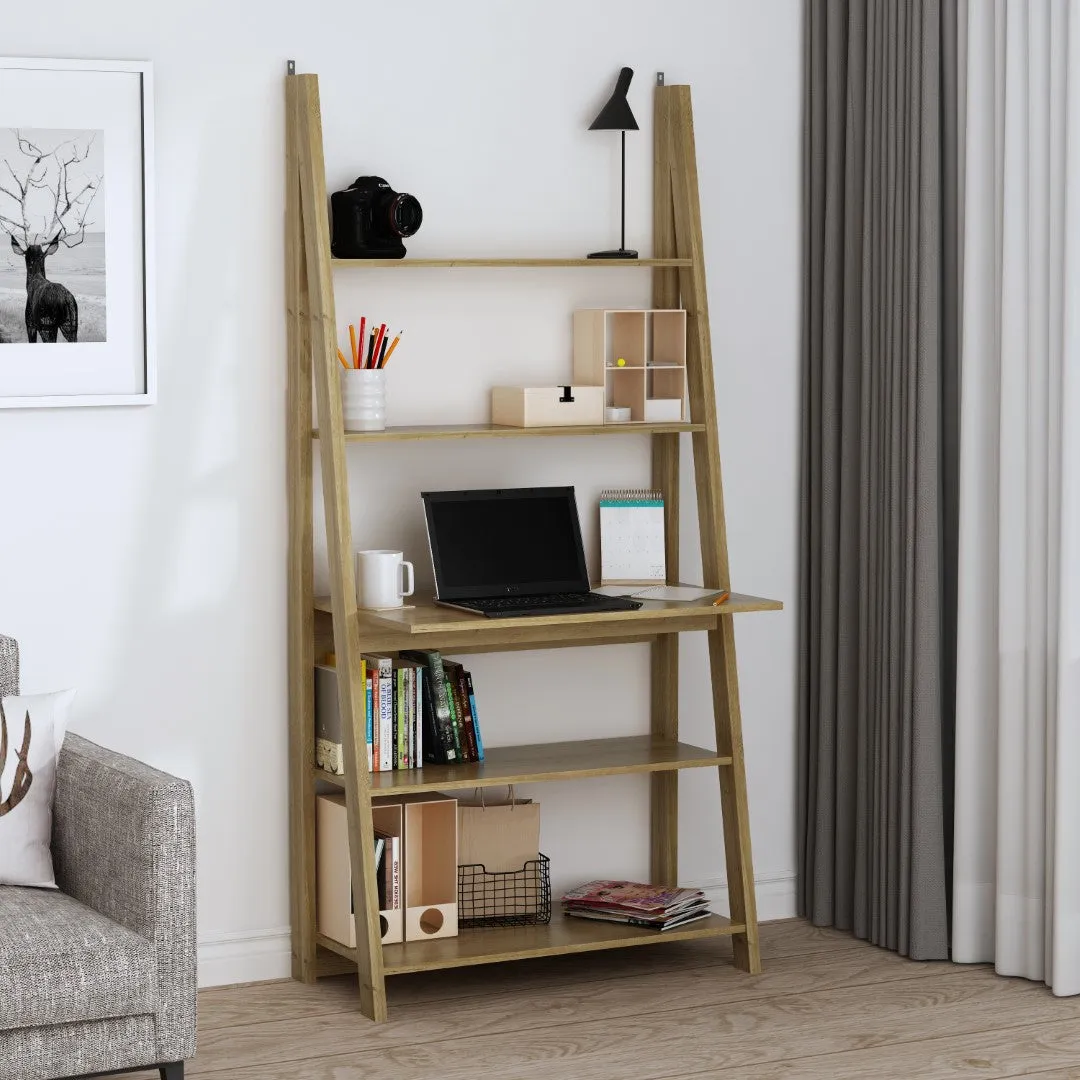 Ladder Desk with 3 Shelves - Oak, Wood
