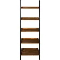 Ladder Shelf with Black Finish - Oak Wood