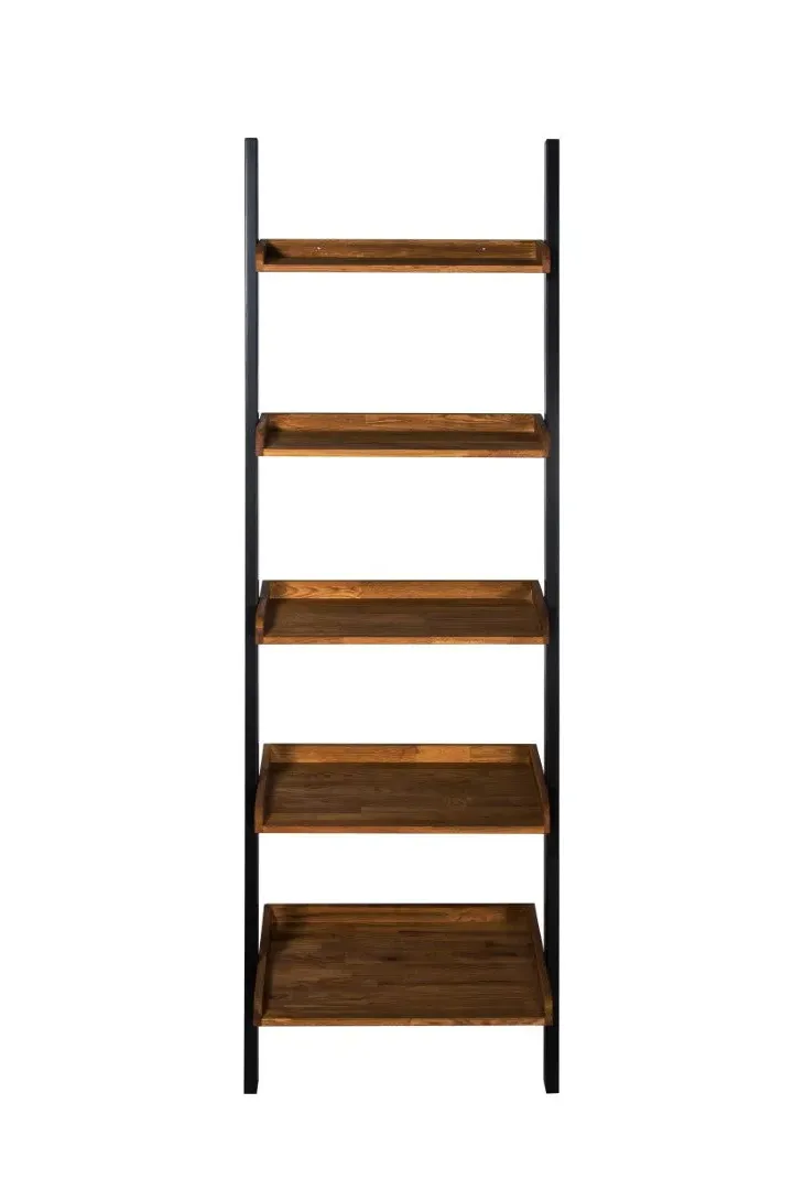 Ladder Shelf with Black Finish - Oak Wood image