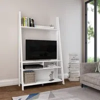 Ladder TV Entertainment Unit - White, Wood