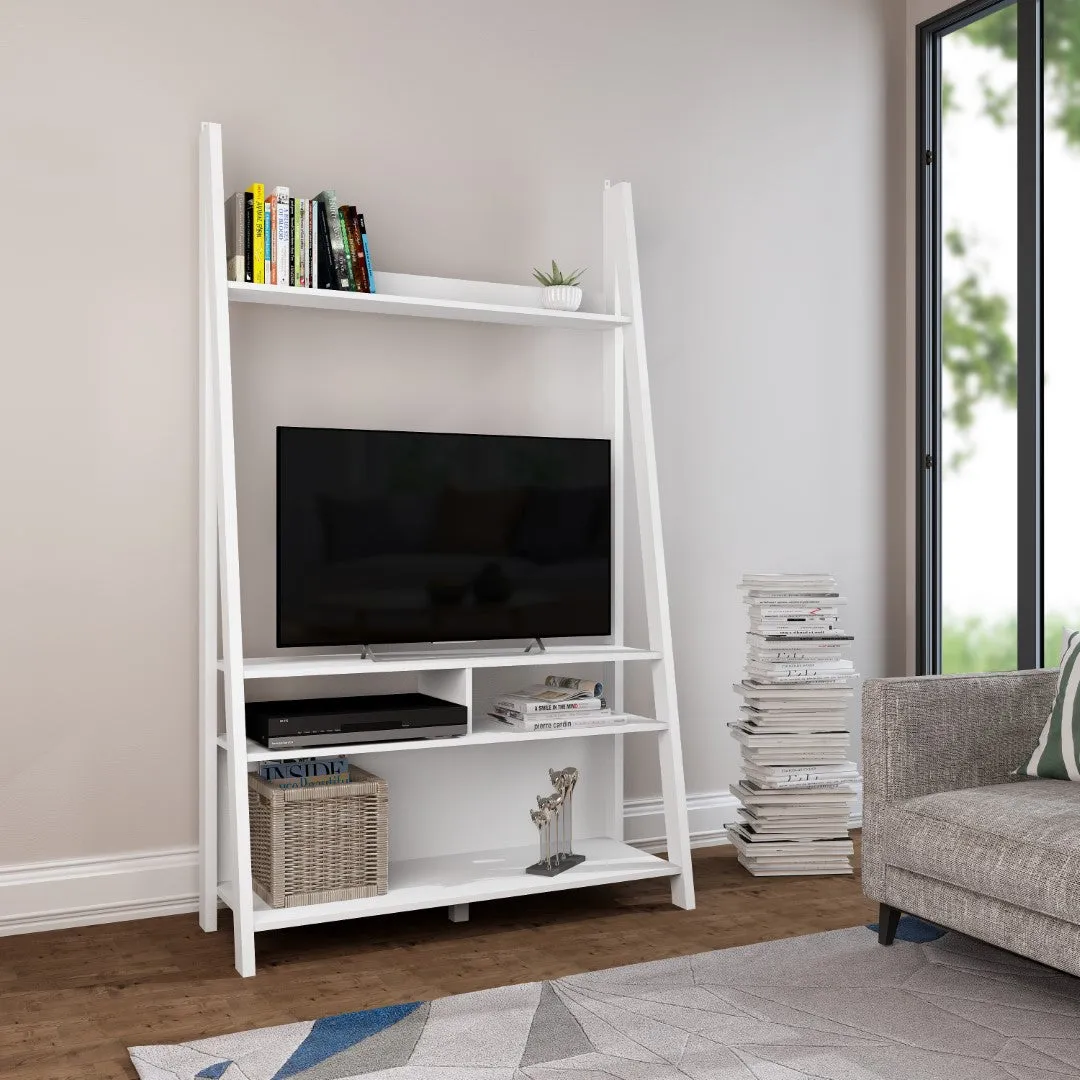 Ladder TV Entertainment Unit - White, Wood