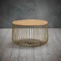 Large Cage Table with Storage - Oak, MDF