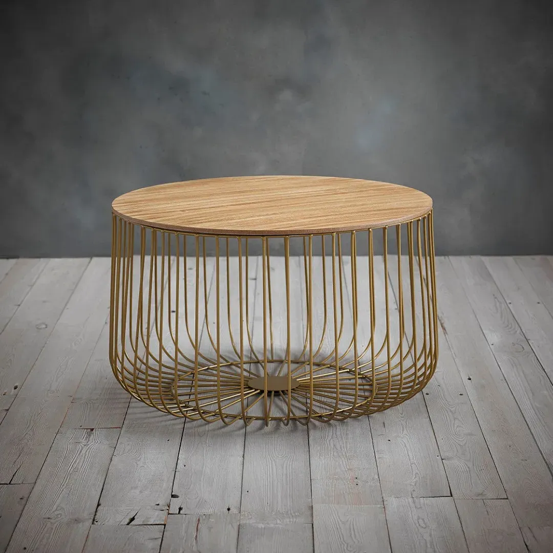 Large Cage Table with Storage - Oak, MDF image