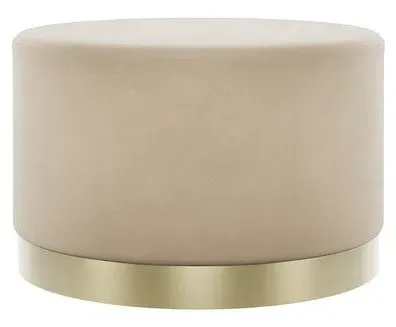 Large Pouffe with Gold Base - Beige, Velvet image