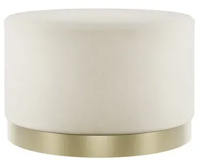 Large Pouffe with Gold Base - Cream, Velvet