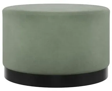Large Pouffe with Gold Base - Sage, Velvet