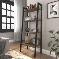 Metal Shelving Unit - Black, Wood Effect