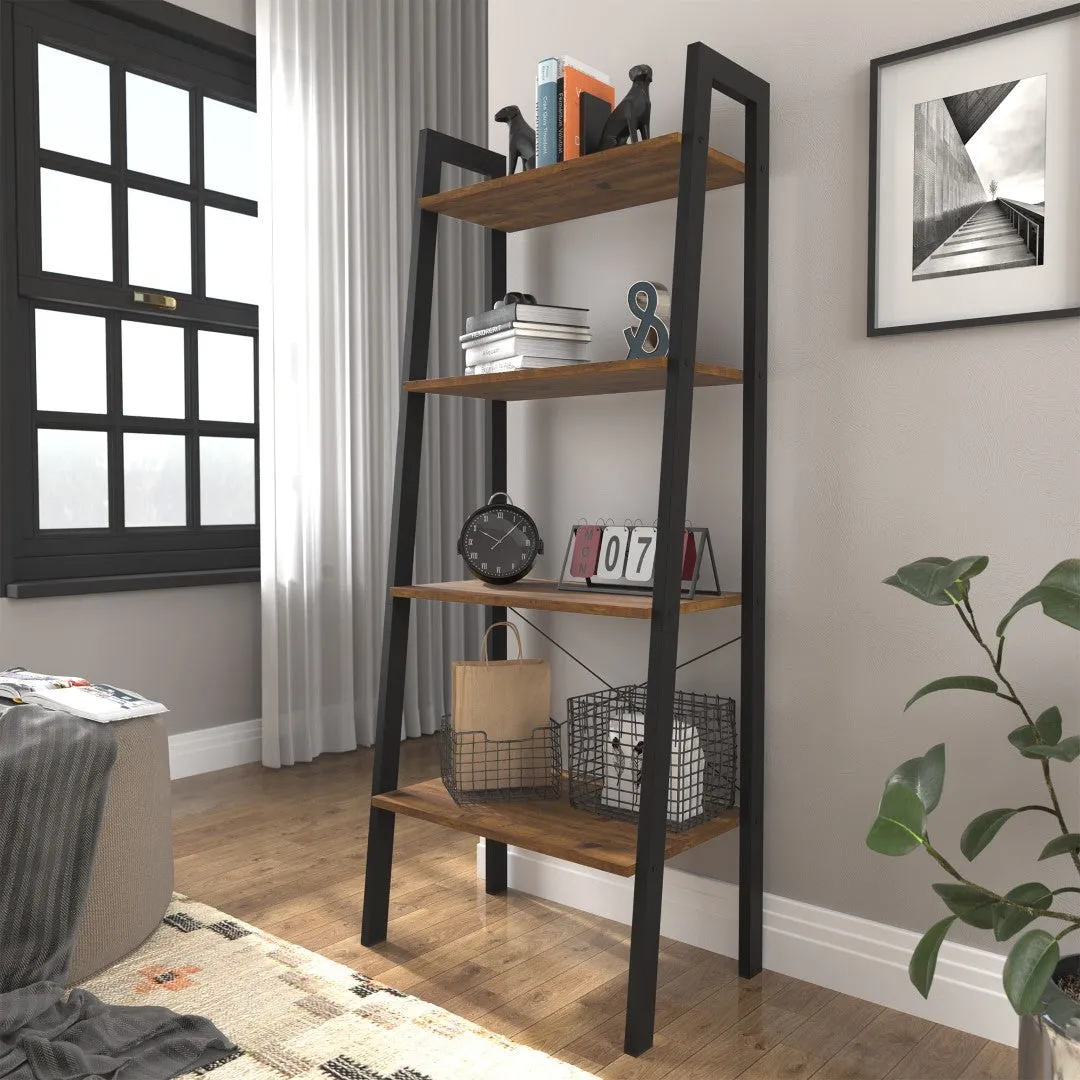 Metal Shelving Unit - Black, Wood Effect image