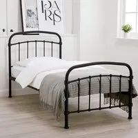 Single Bed Frame with Curved Rails - Black, Metal