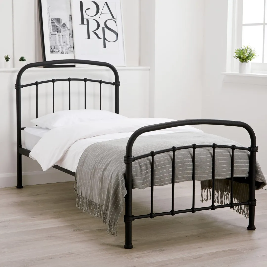 Single Bed Frame with Curved Rails - Black, Metal image