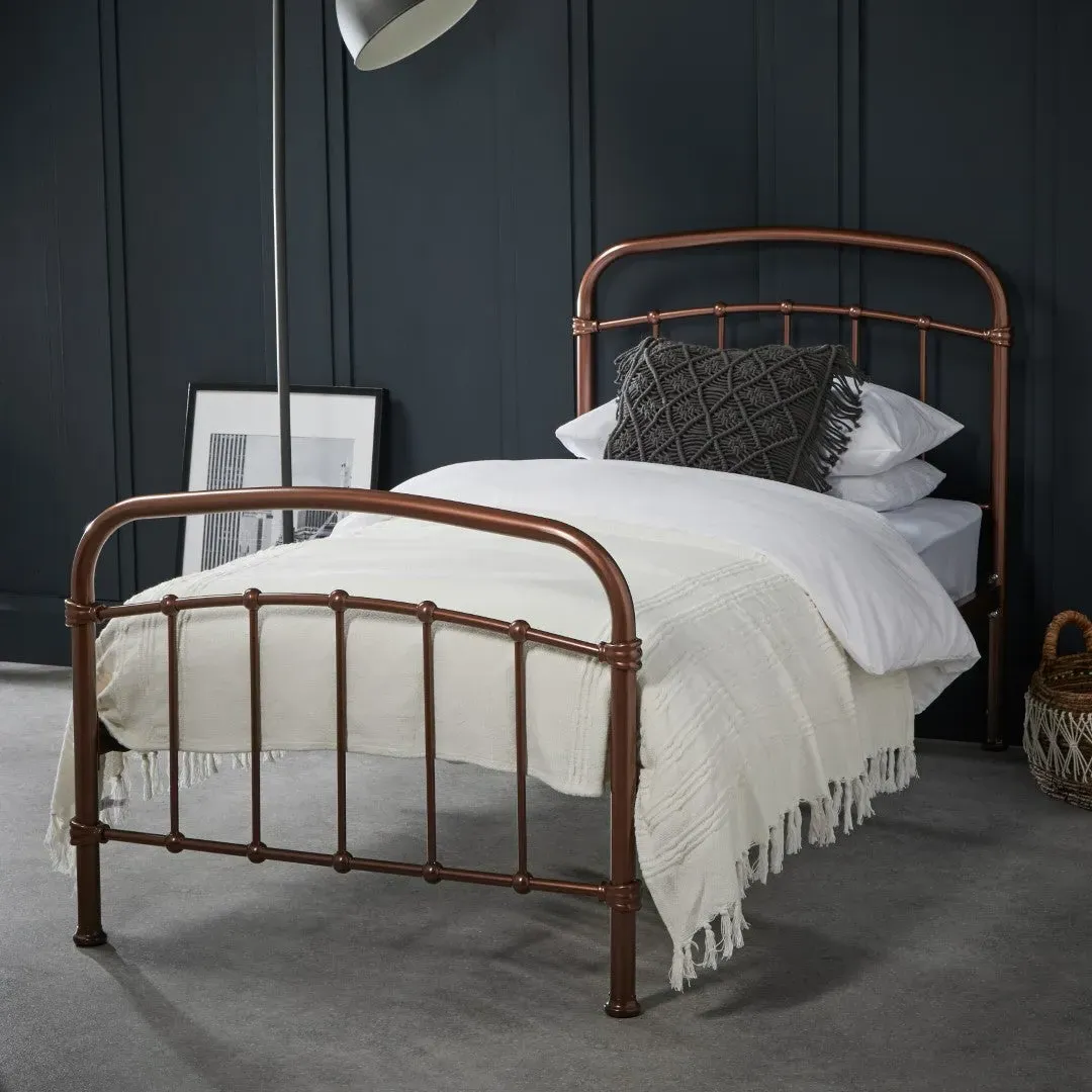 Single Bed Frame with Sprung Slats - Copper, Metal image