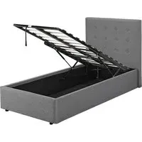Single Ottoman Bed with Storage - Grey, Hopsack
