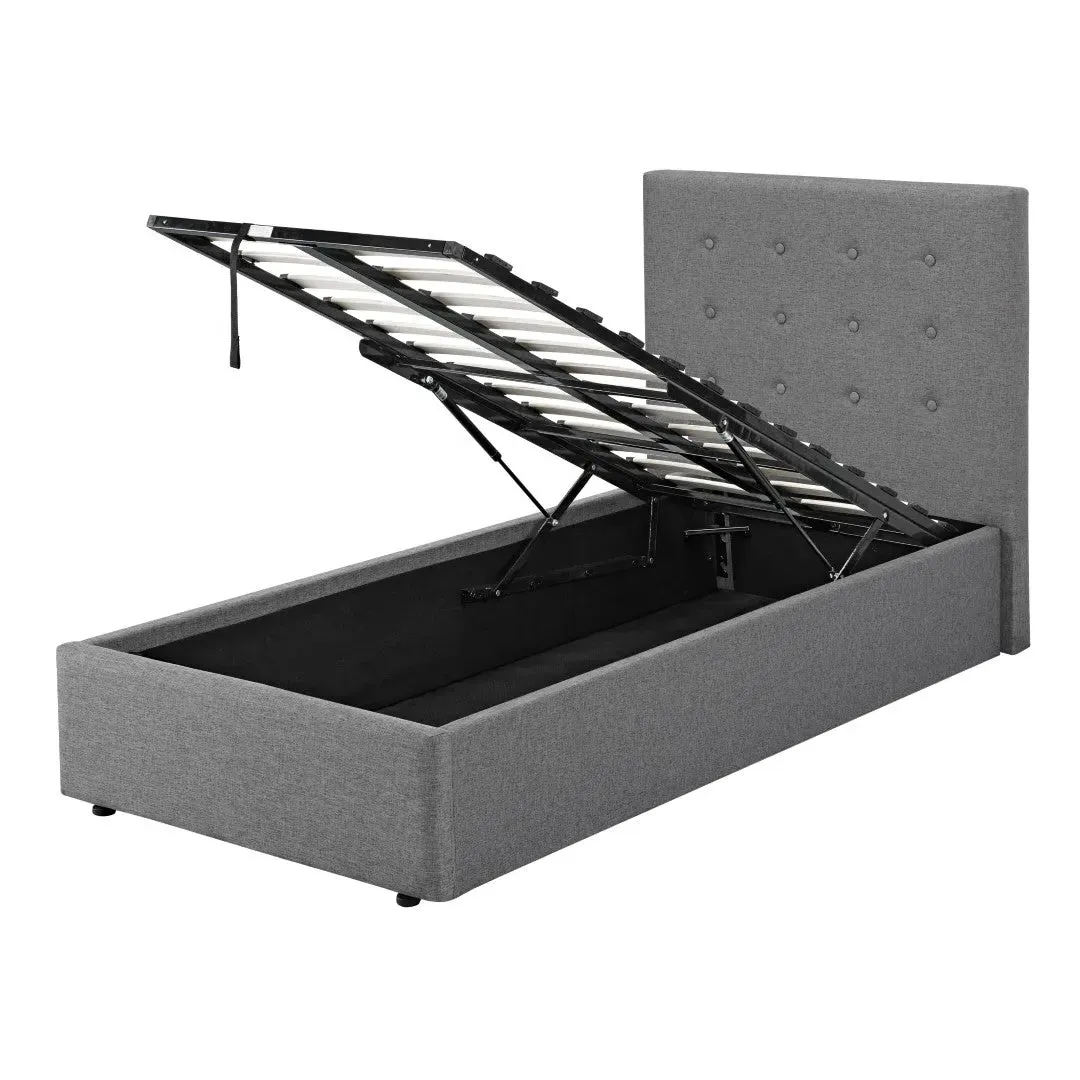 Single Ottoman Bed with Storage - Grey, Hopsack image