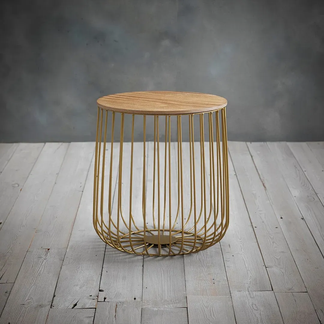Small Cage Table with Storage - Oak, MDF image