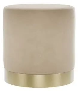 Small Pouffe with Gold Base - Beige, Velvet image