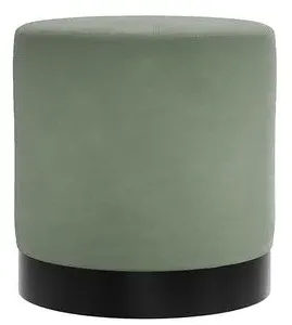 Small Pouffe with Gold Base - Sage, Velvet