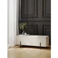 Storage Ottoman with Black Legs - Ivory, Boucle