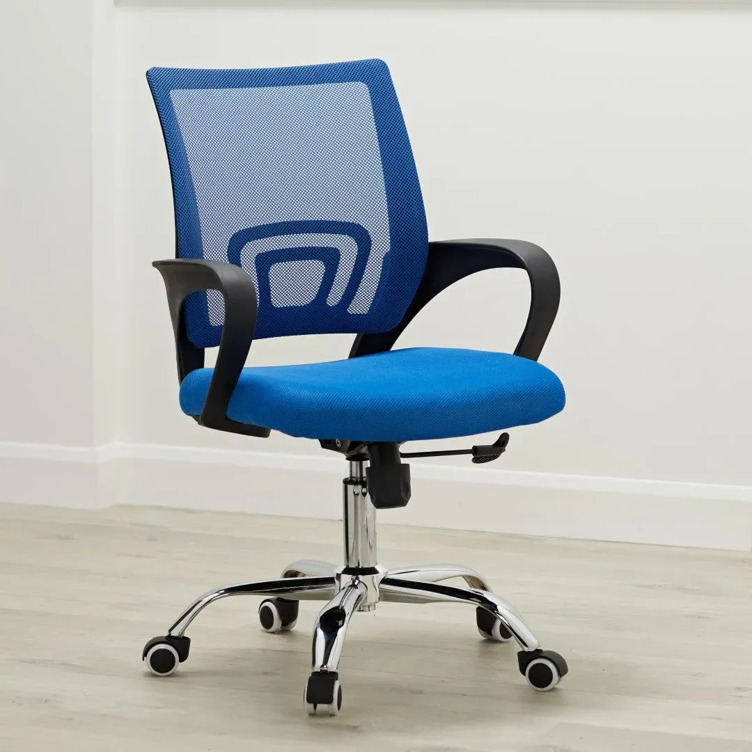 Swivel Office Chair with Mesh Back - Blue, Mesh