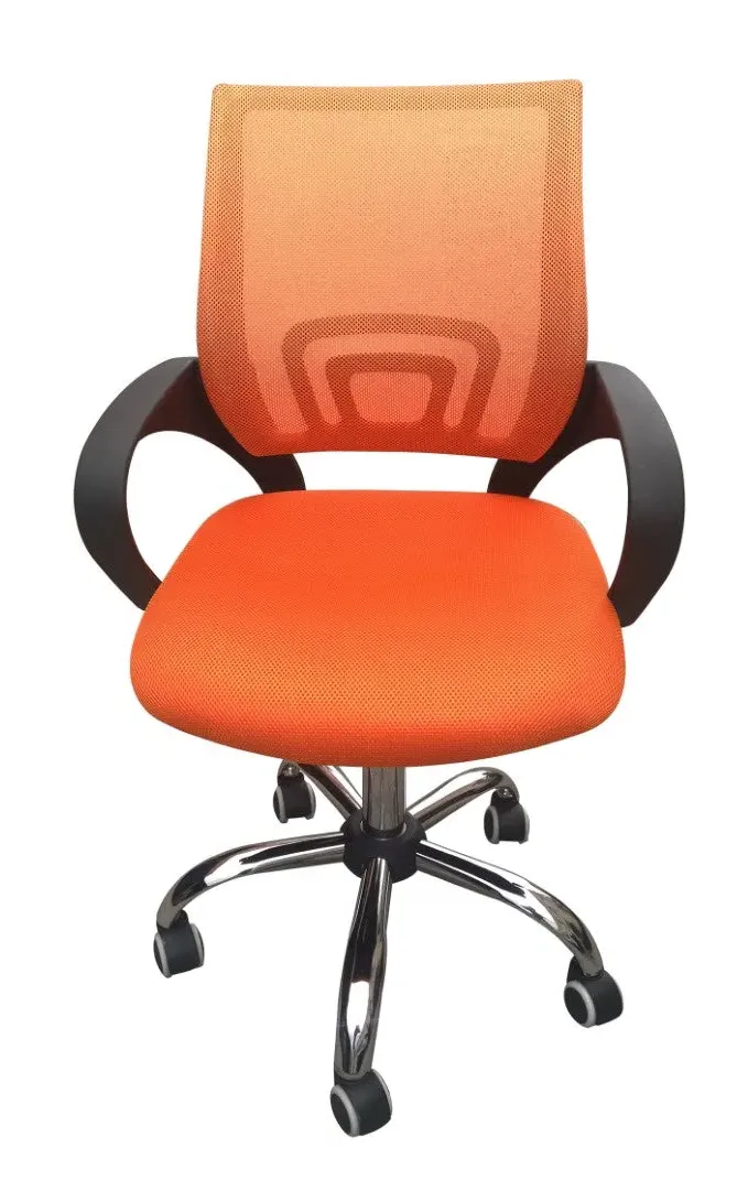 Swivel Office Chair with Mesh Back - Orange, Mesh