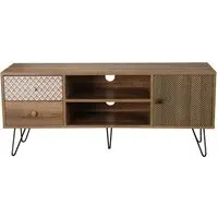TV Media Unit with Storage - Print, Wood