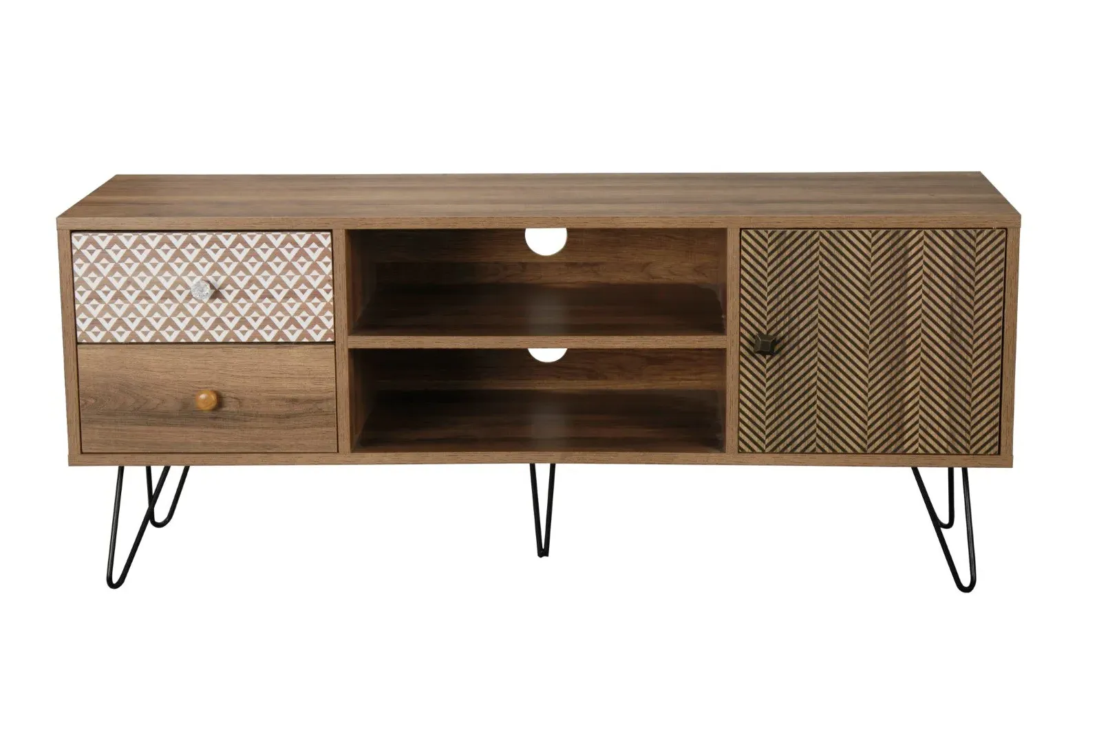 TV Media Unit with Storage - Print, Wood image