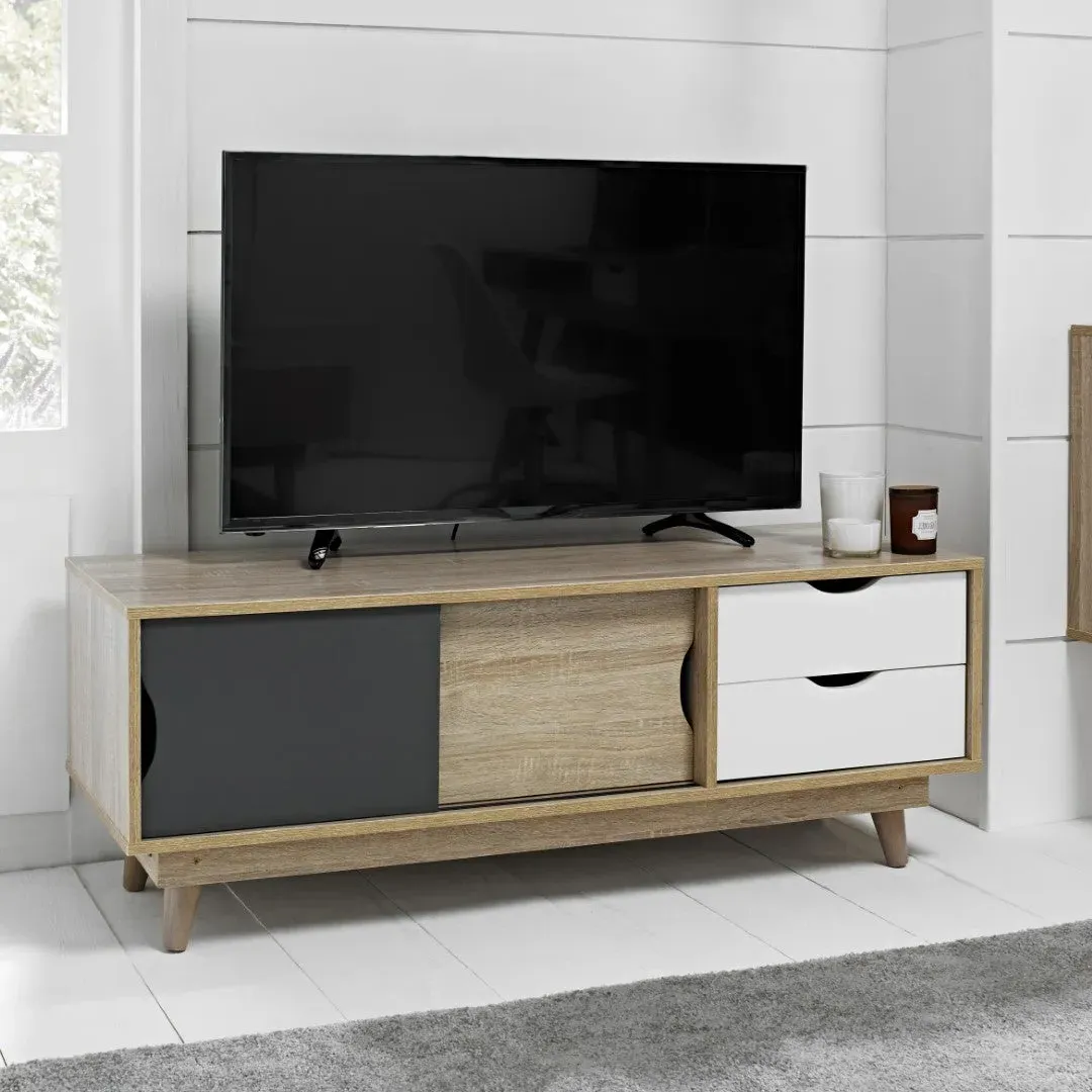 TV Unit with Storage - Grey, Oak