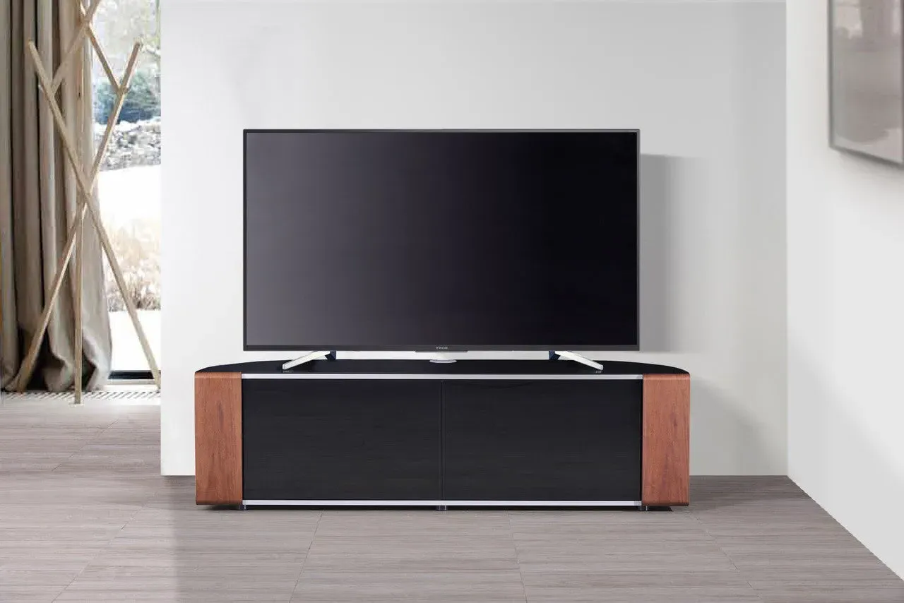Corner TV Stand for 65" TVs - Oak/Walnut Trim