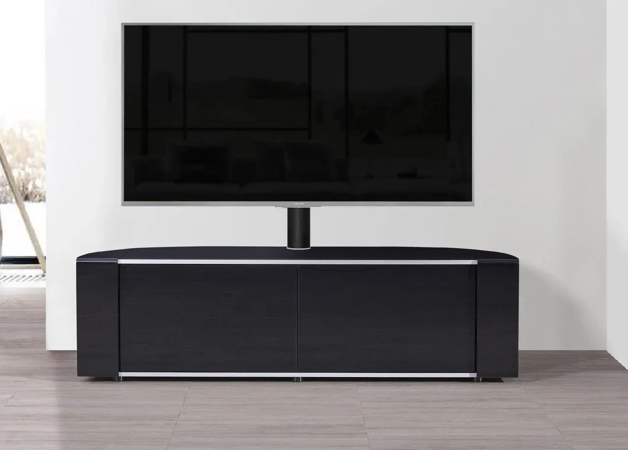 D-Shape TV Stand with Screen Mount - Black image
