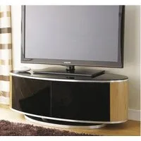 Oval TV Stand with Swivel Base - Black, Oak