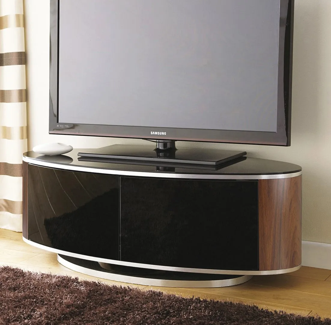 Oval TV Stand with Swivel Base - Black, Walnut