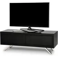 TV Stand with Glass Doors - Black, MDF