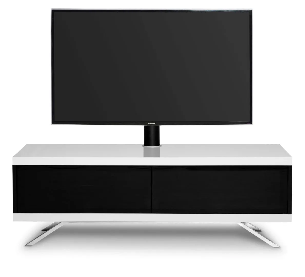 TV Unit Stand with Screen Mount - White, Gloss