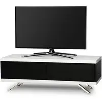 TV Unit with Glass Doors - White, Gloss