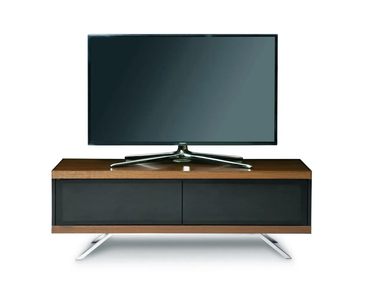 TV Unit with Storage - Walnut, Glass image