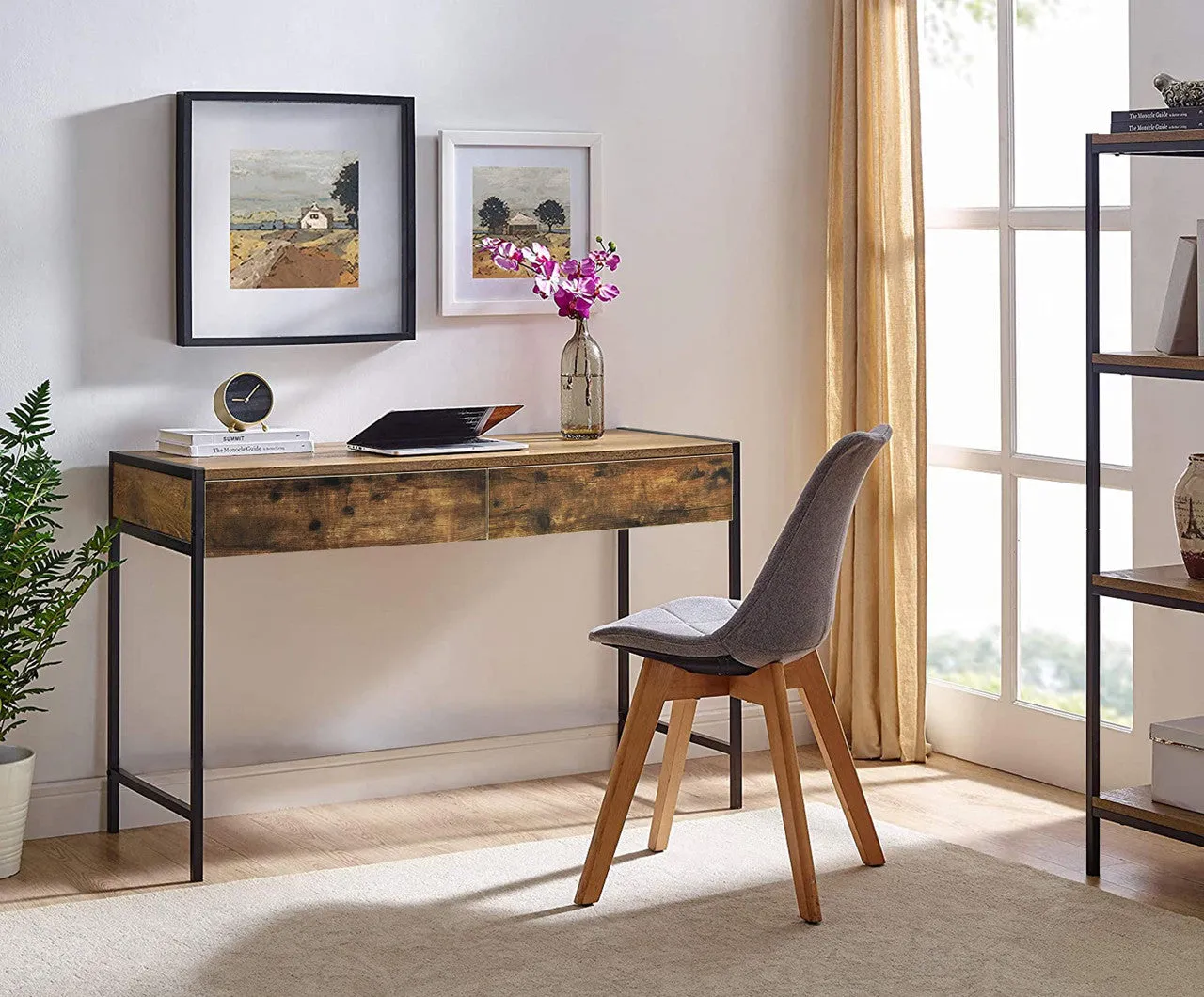 Wide Desk with 2 Drawers - Nutmeg, Wood image