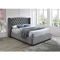 Double Ottoman Bed with Storage - Grey, Velvet
