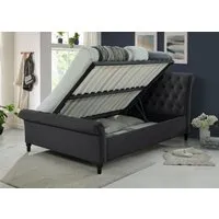 Double Side Lift Ottoman Bed - Dark Grey, Velvet