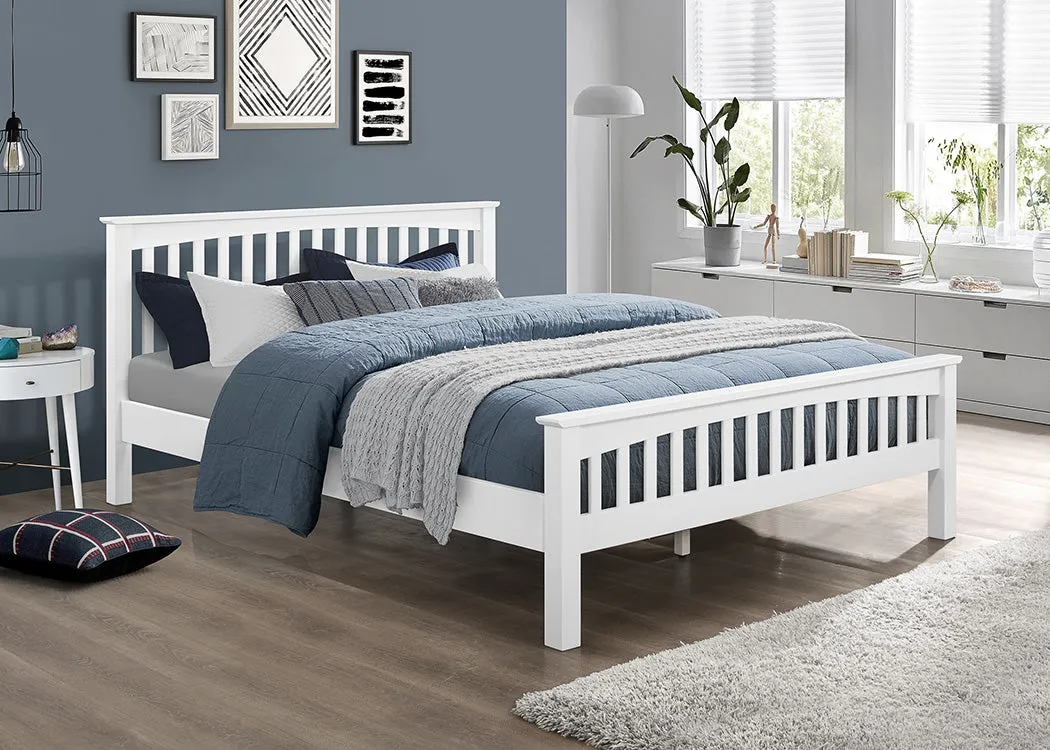 Single Bed Frame with Slats - White, Wood image