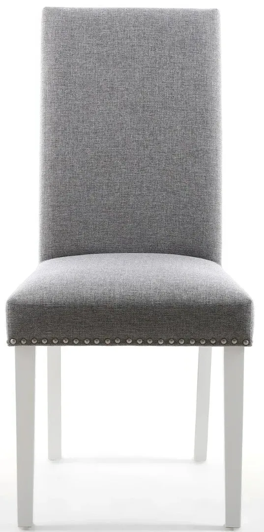 10-Pack Dining Chair with Stud Detail - Grey, Linen