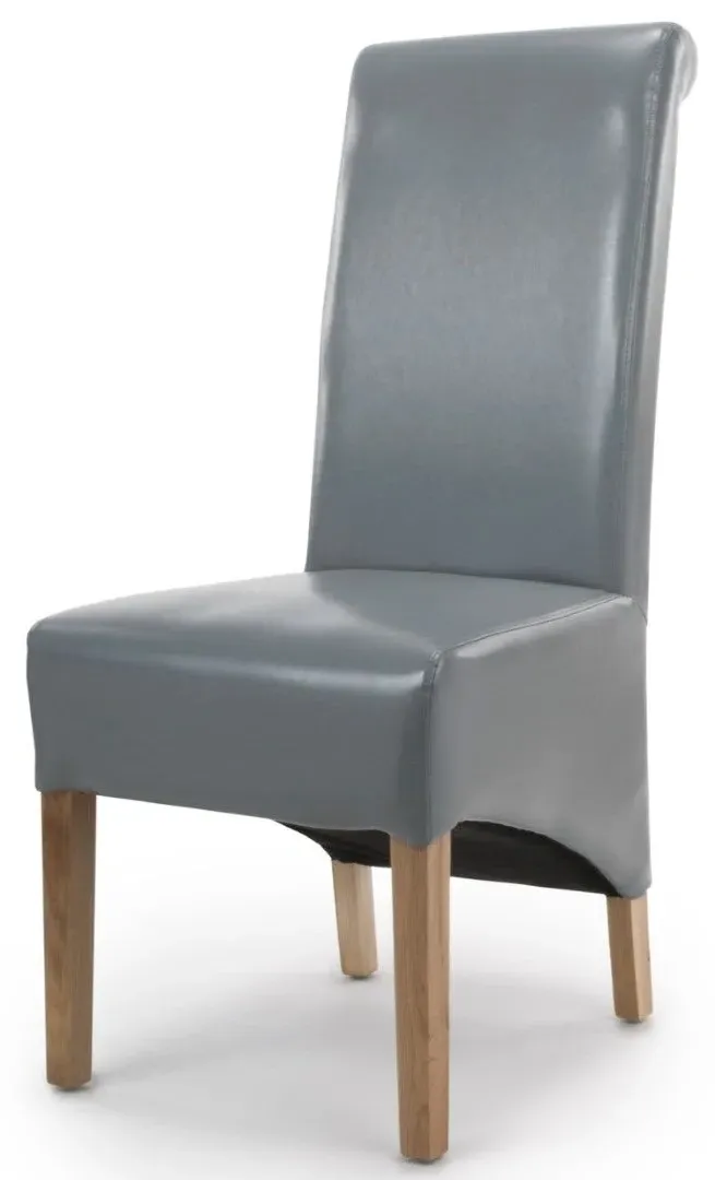 10-Pack Dining Chairs Roll Back - Grey, Leather