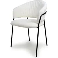 10-Pack Dining Chairs with Ribbed Back - White, Boucle