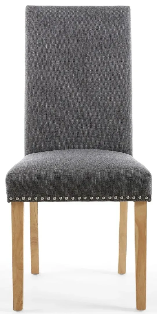 10-Pack Dining Chairs with Stud Detail - Grey, Linen