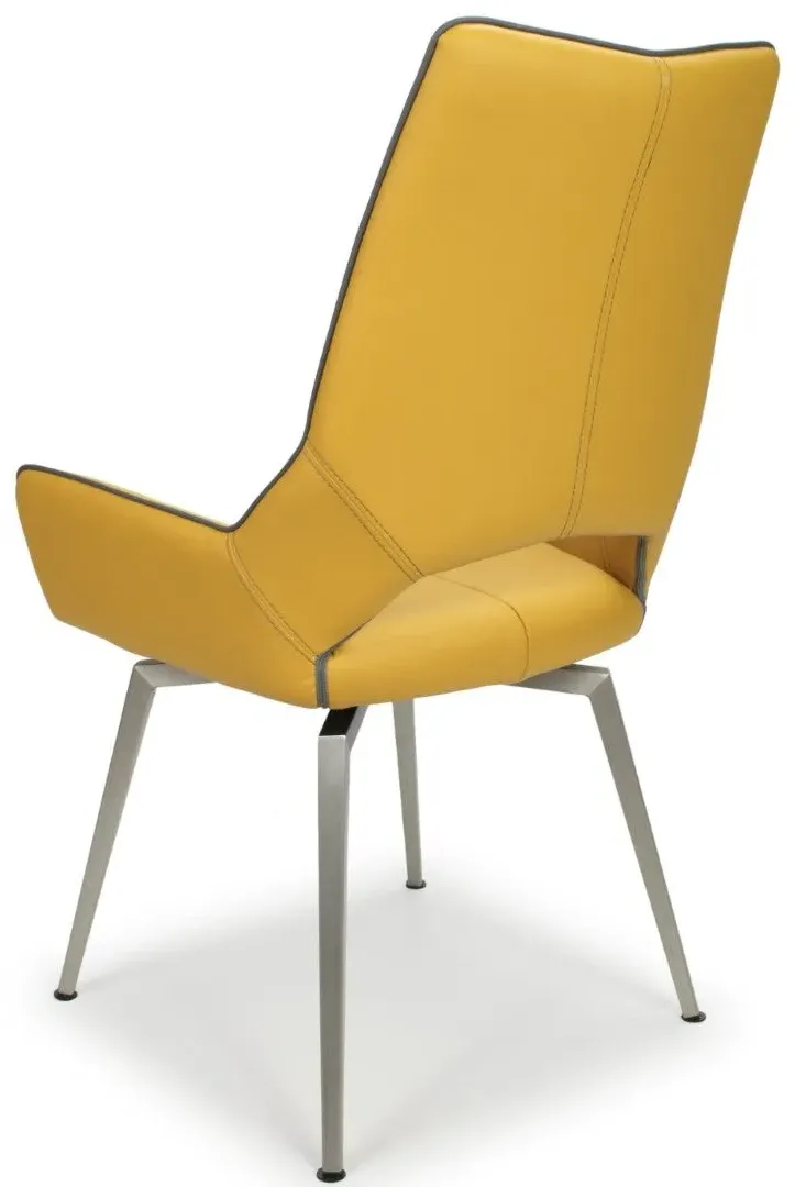 10-Pack Swivel Dining Chairs - Yellow, Leather Effect