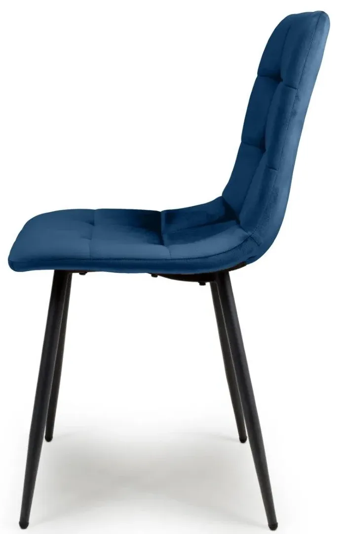 12-Pack Dining Chairs - Blue, Brushed Velvet