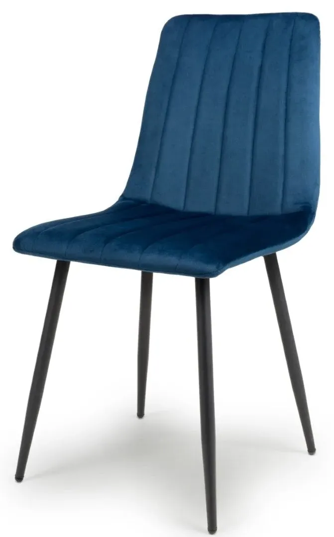 12-Pack Dining Chairs - Blue, Brushed Velvet