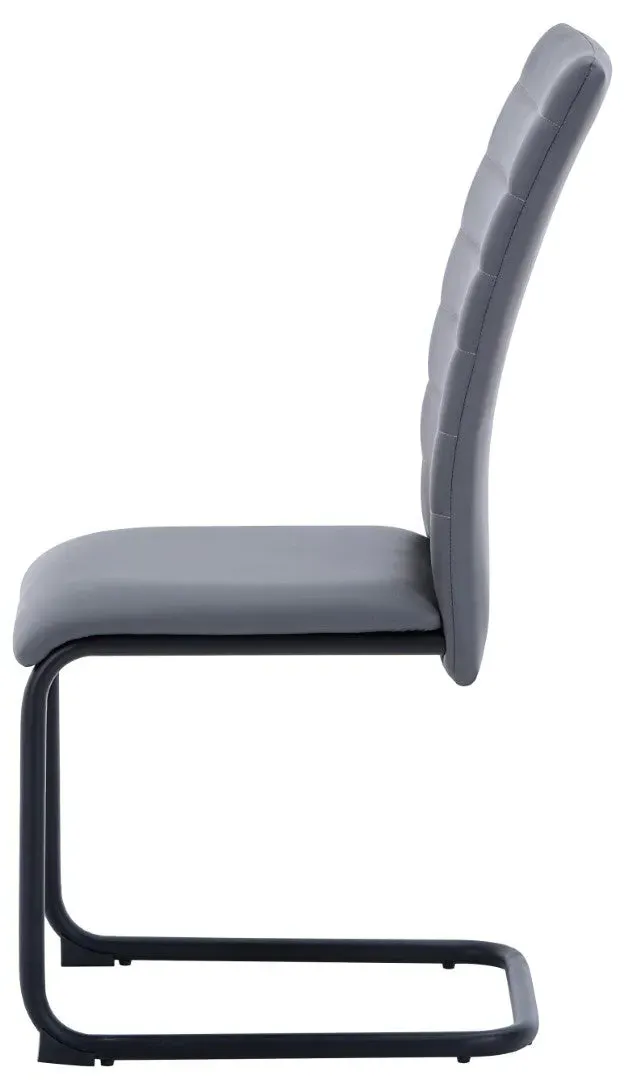 12-Pack Dining Chairs Cantilever - Grey, Leather