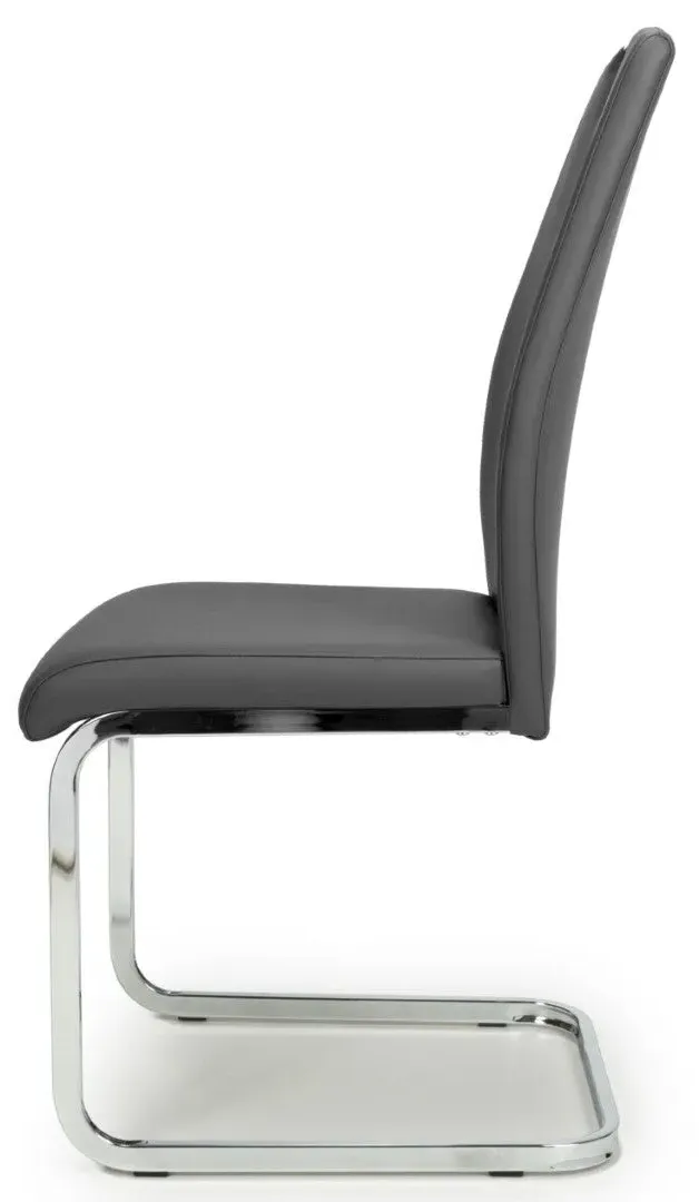 12-Pack Dining Chairs Cantilever - Grey, Leather