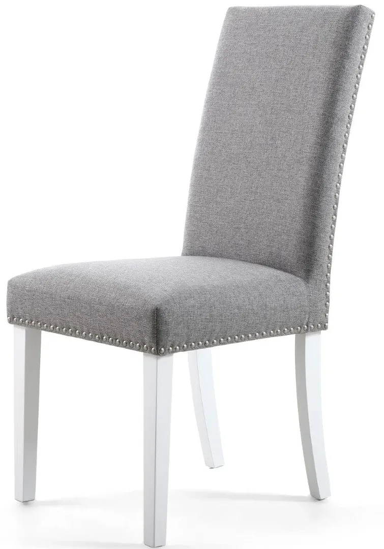 2-Pack Dining Chair with Stud Detail - Grey, Linen
