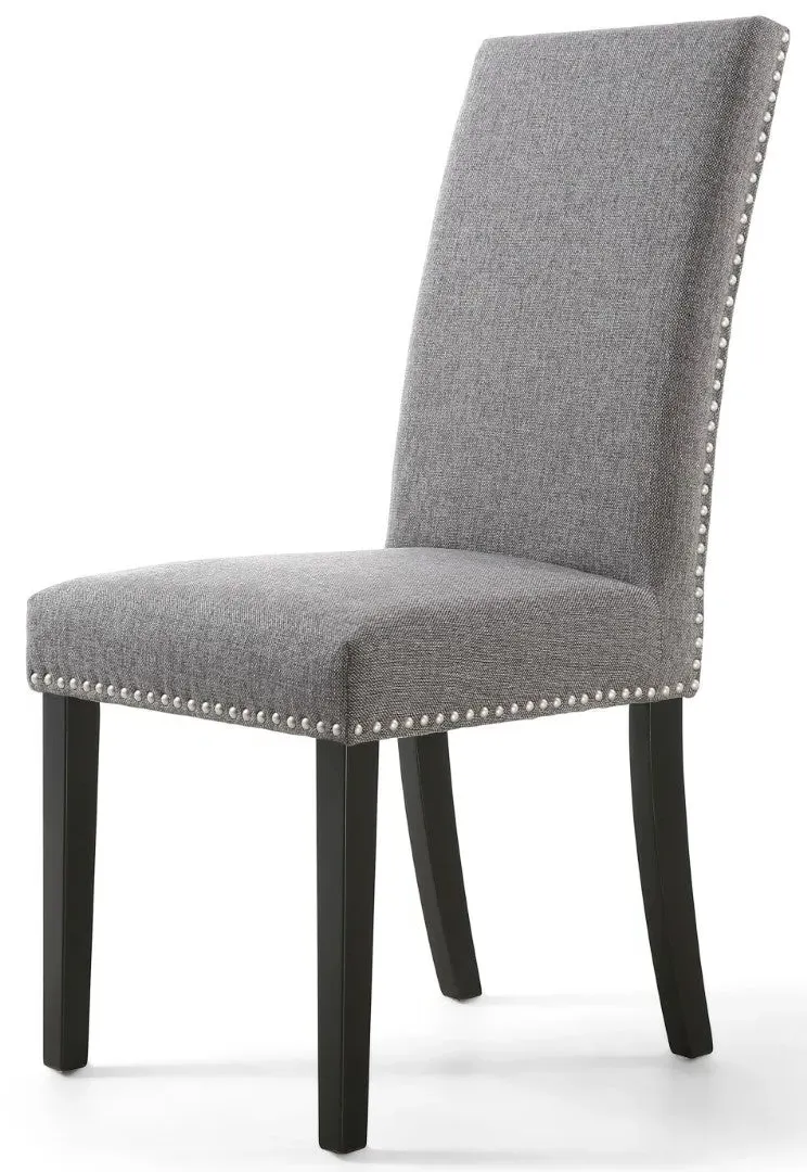 2-Pack Dining Chair with Stud Detail - Grey, Linen