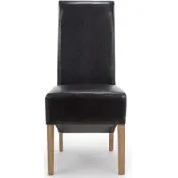 2-Pack Dining Chairs Roll Back - Black, Leather